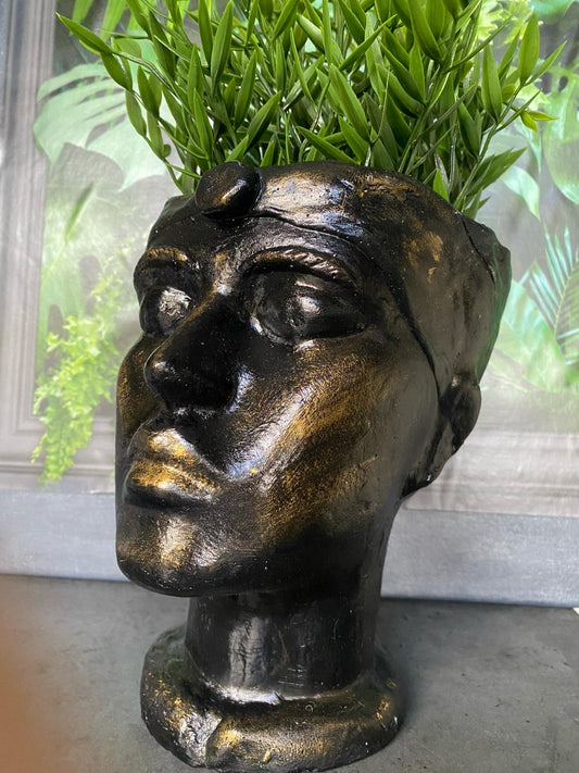 Woman shaped head planter pot