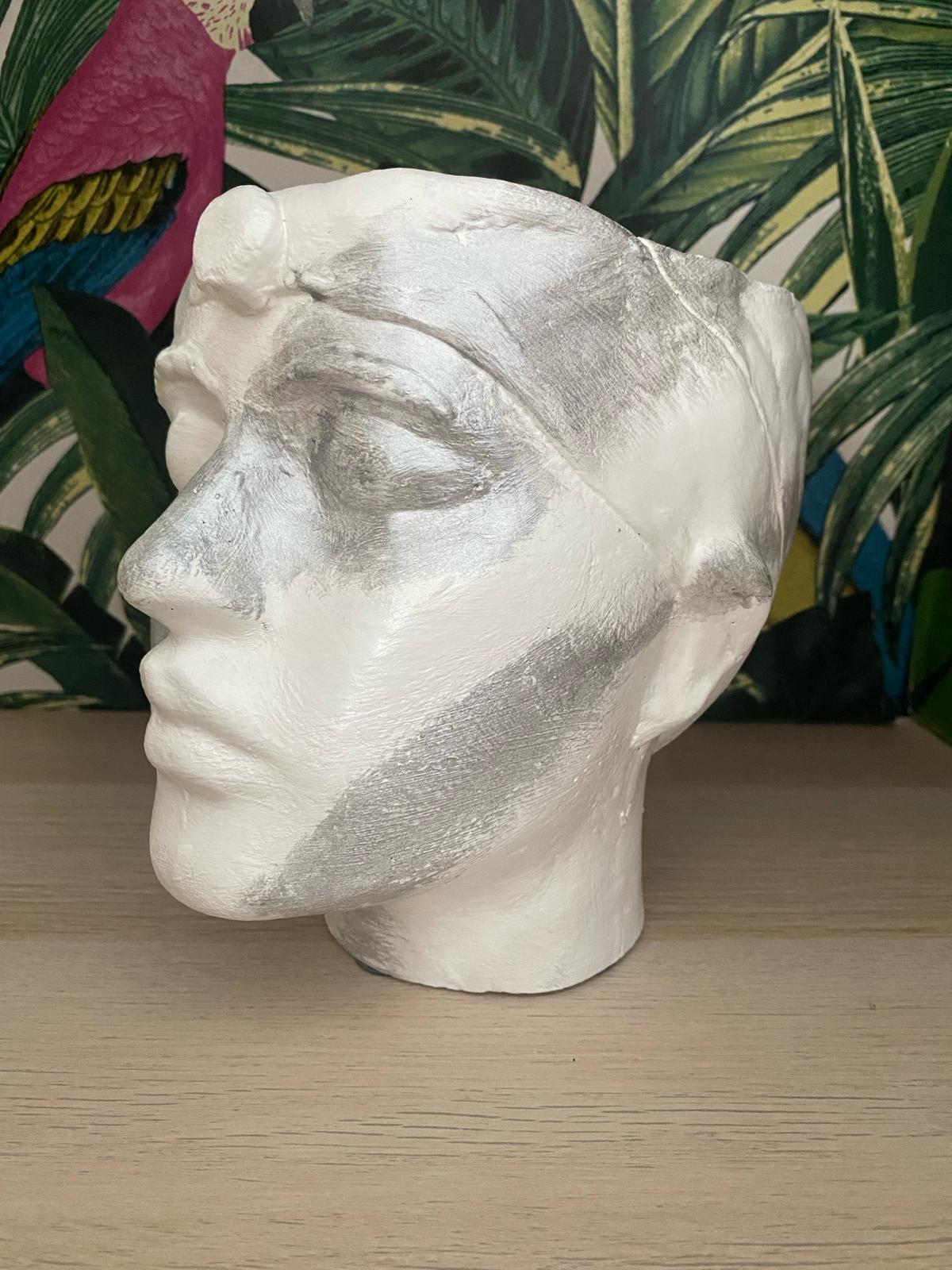 Woman shaped head planter pot