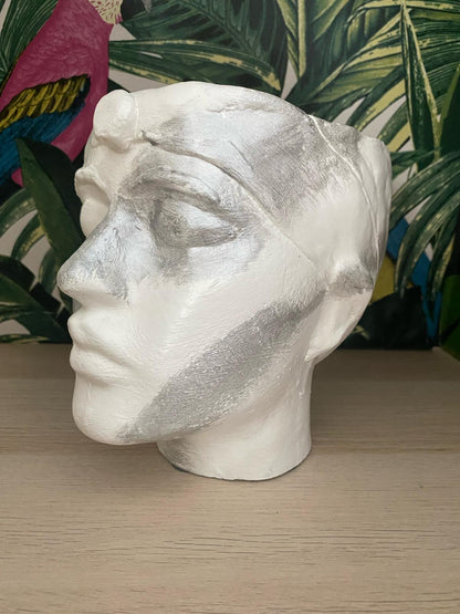 Woman shaped head planter pot