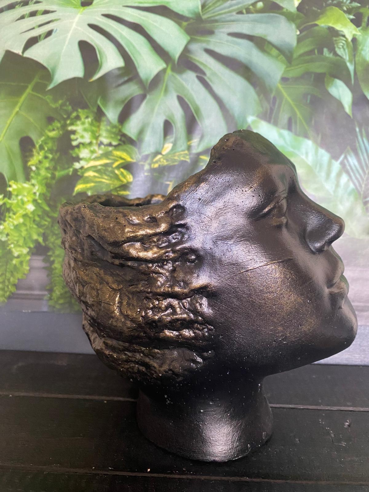 Human shaped woman head planter pot