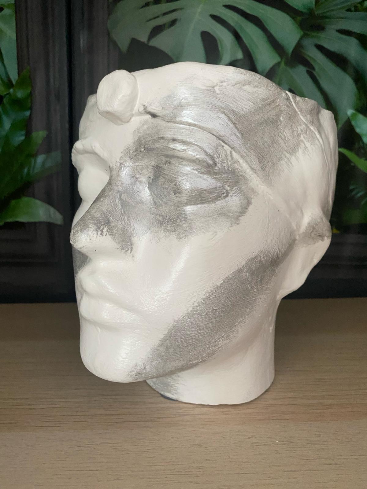 Woman shaped head planter pot