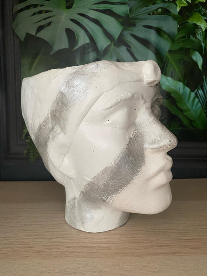 Woman shaped head planter pot