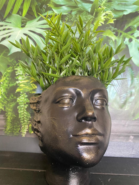 Human shaped woman head planter pot