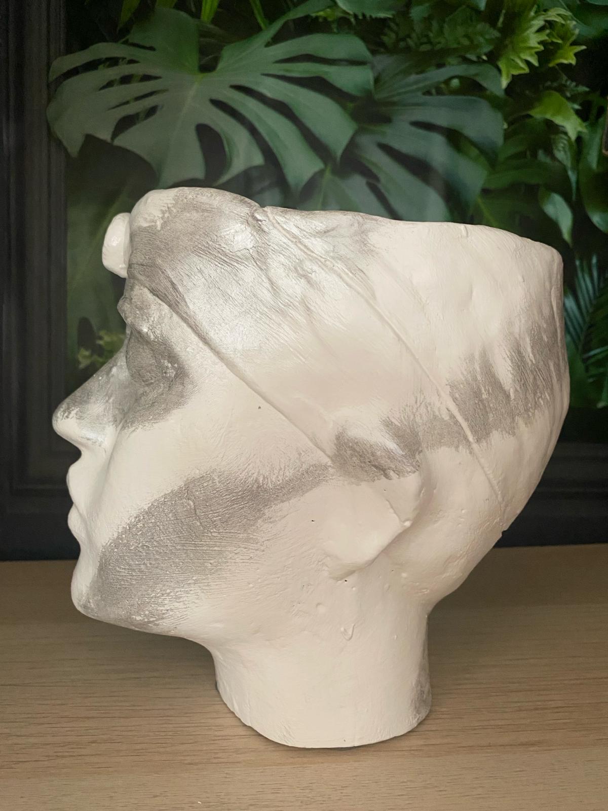 Woman shaped head planter pot