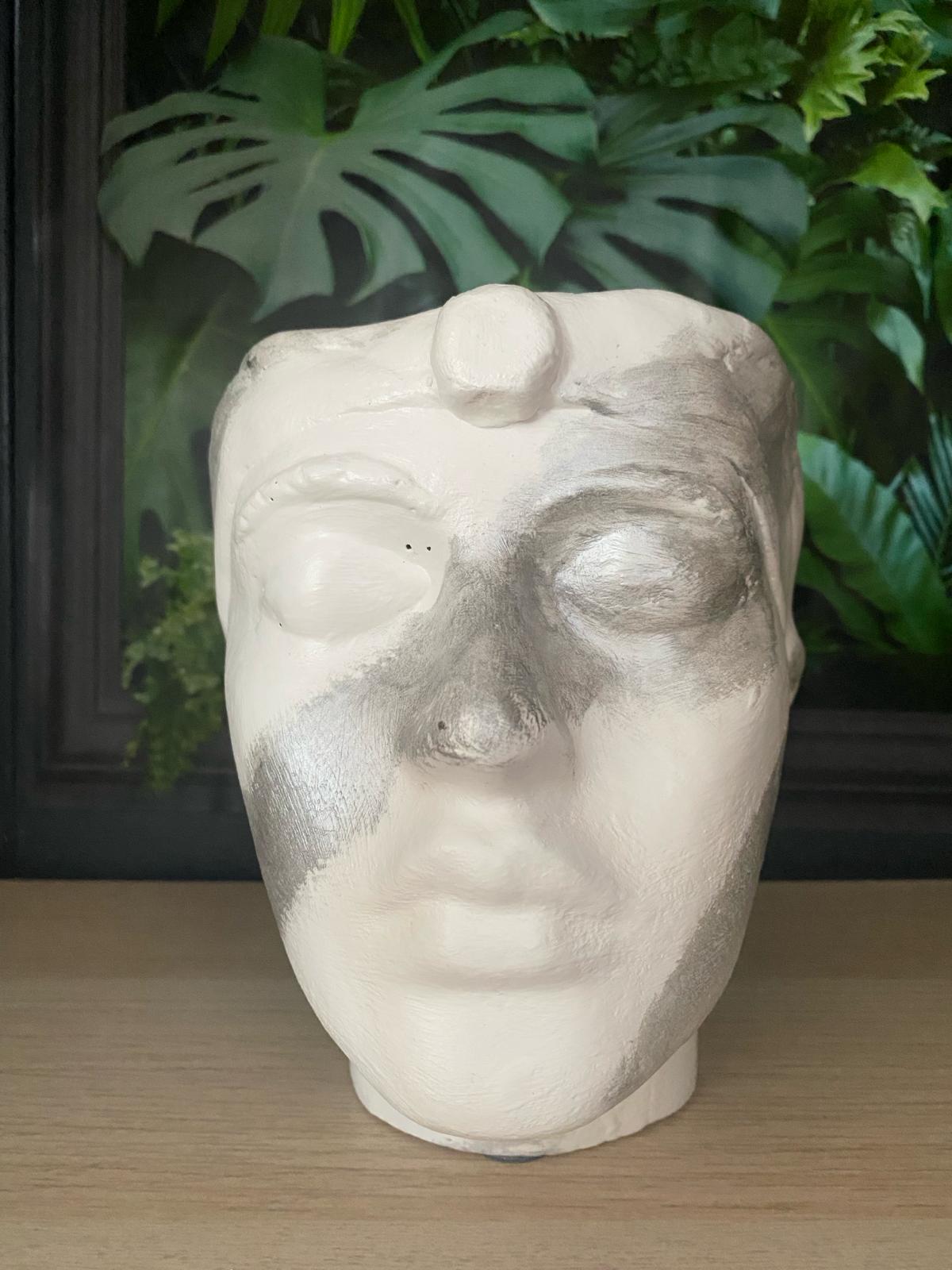 Woman shaped head planter pot