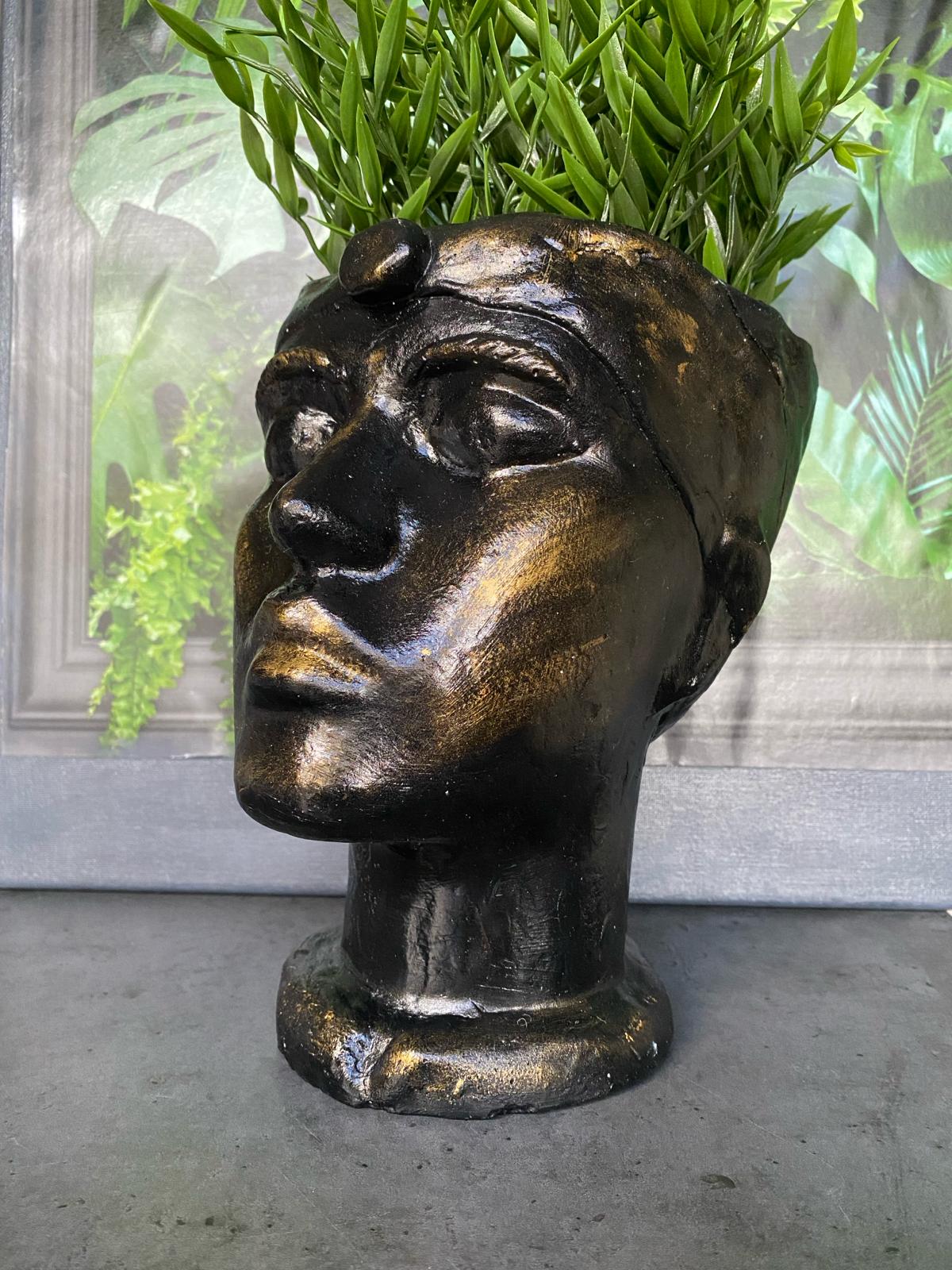 Woman shaped head planter pot