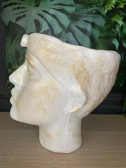 Woman shaped head planter pot