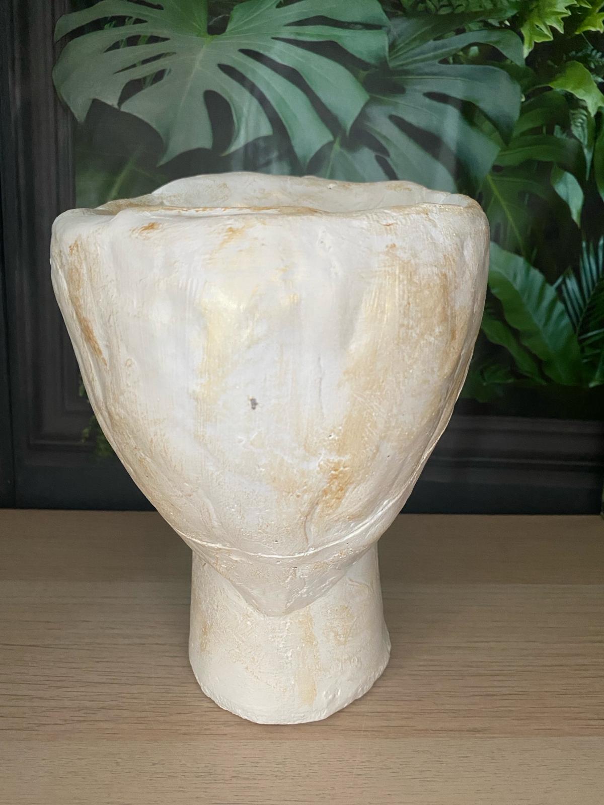 Woman shaped head planter pot