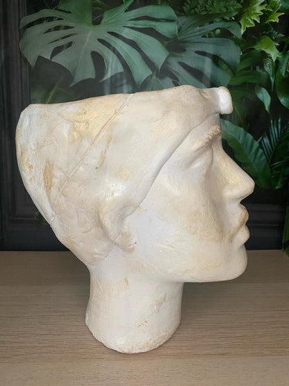 Woman shaped head planter pot