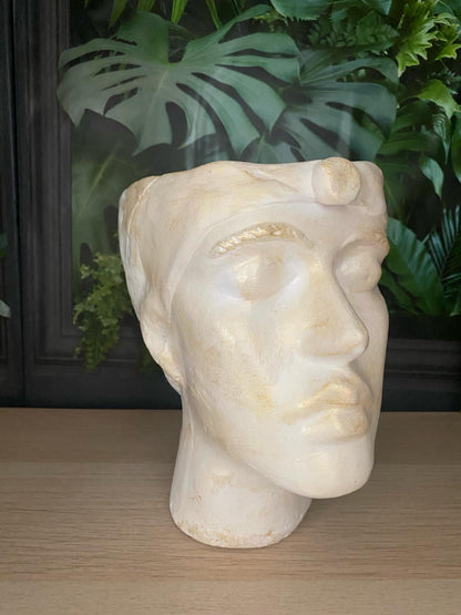 Woman shaped head planter pot