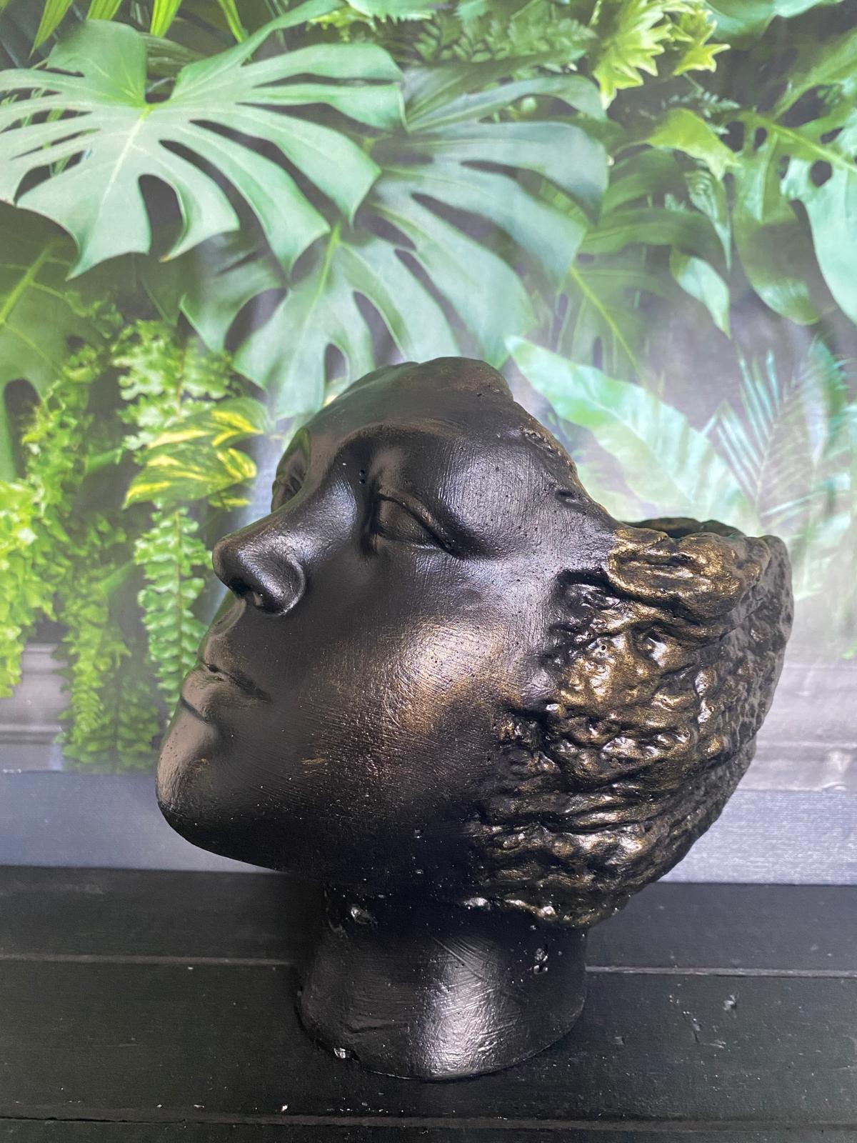 Human shaped woman head planter pot