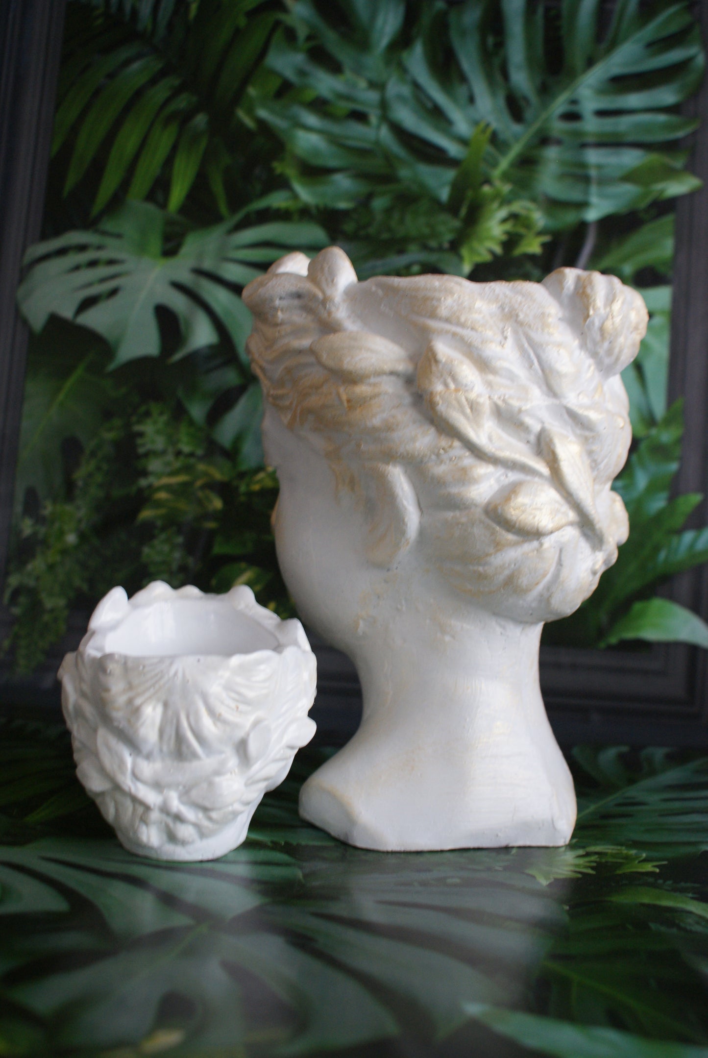 Goddess planter pot set, Woman angel head planter pot