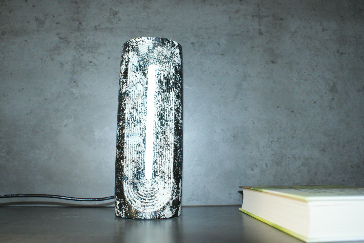 Oval concrete marble effect led lamp