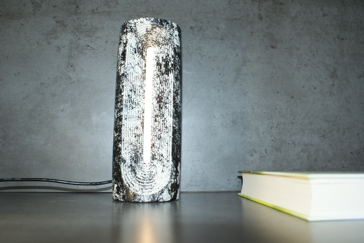 Oval concrete marble effect led lamp