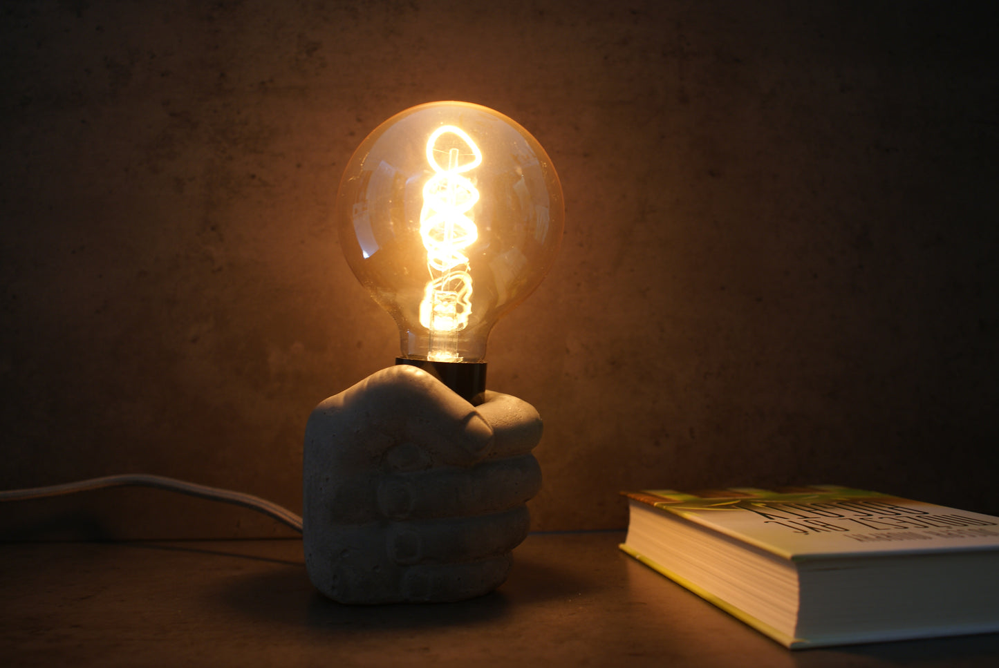 Hand concrete industrial designer lamp