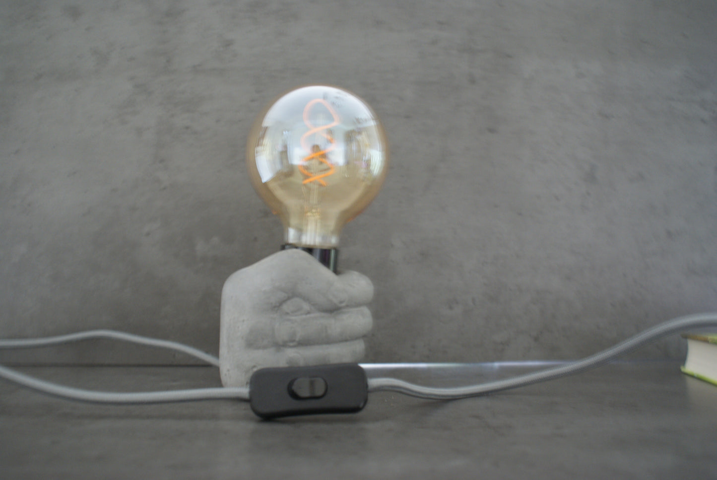 Hand concrete industrial designer lamp