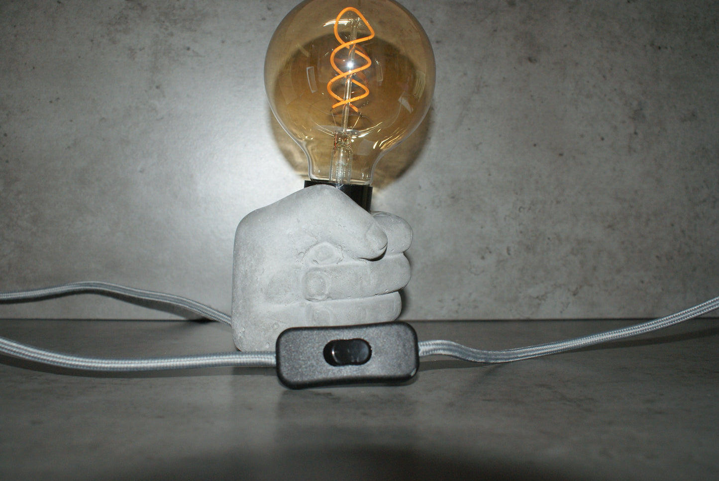 Hand concrete industrial designer lamp