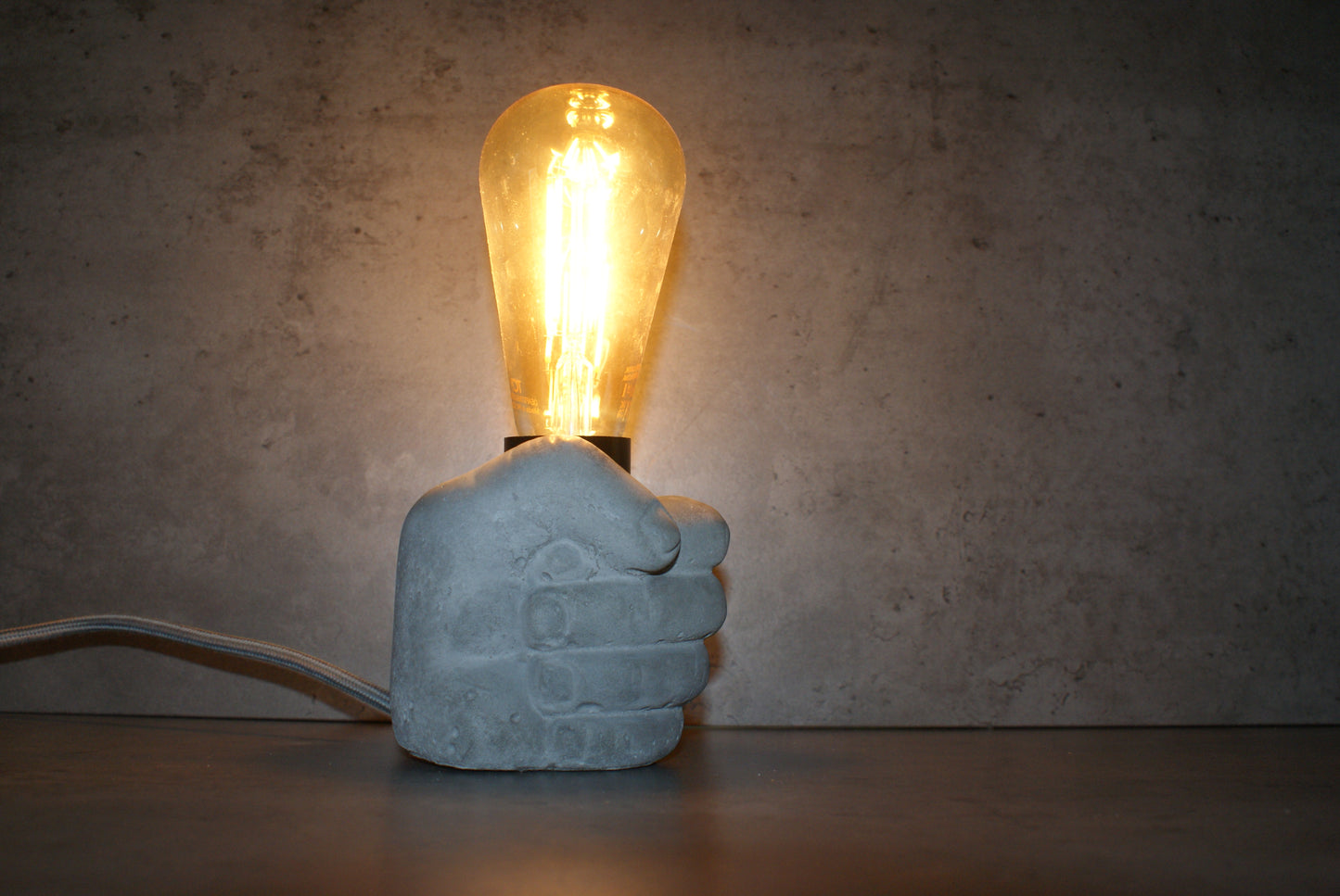 Hand concrete industrial designer lamp