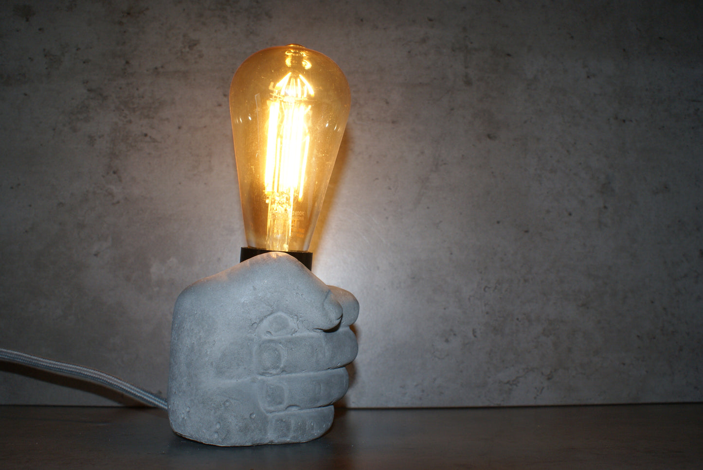 Hand concrete industrial designer lamp