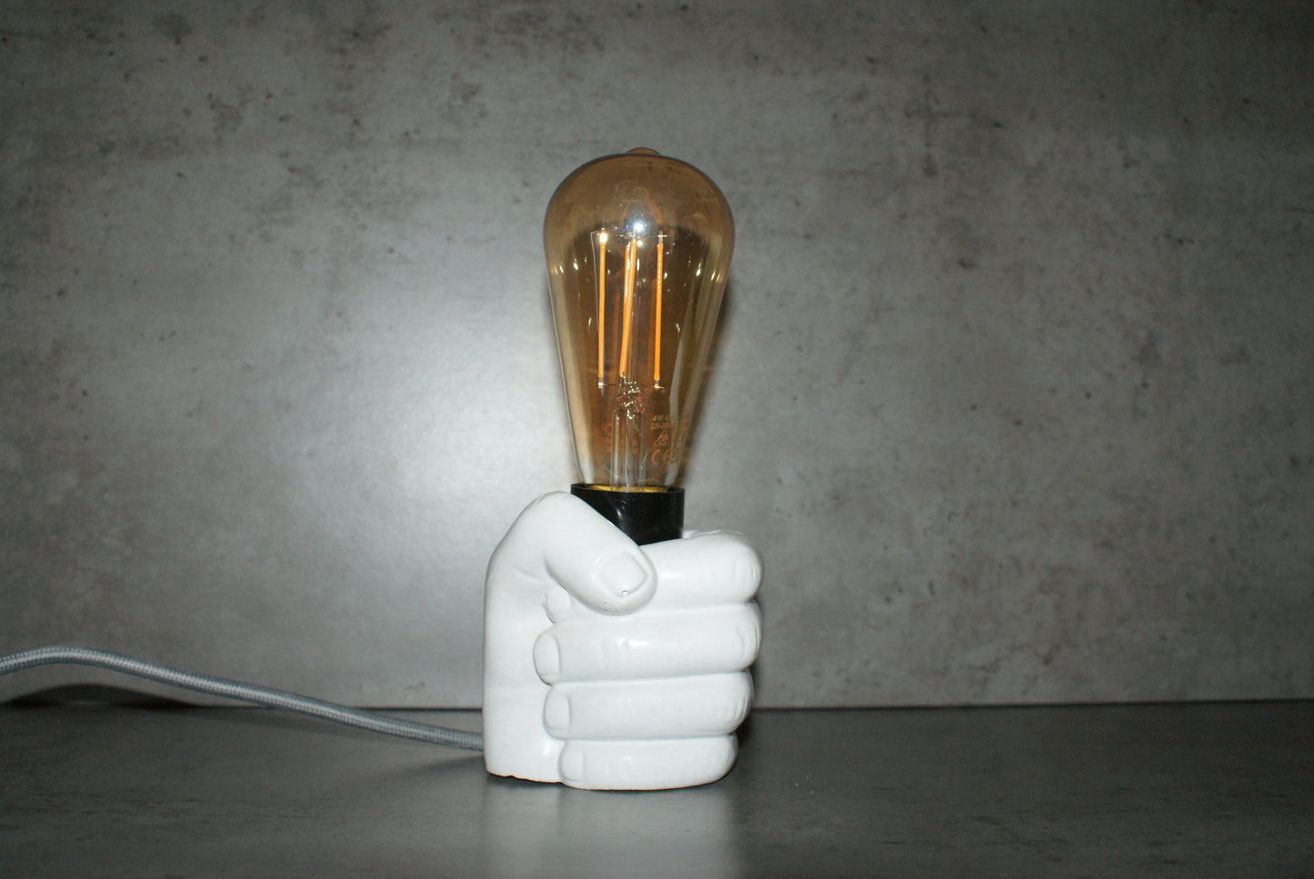 Hand concrete industrial designer lamp