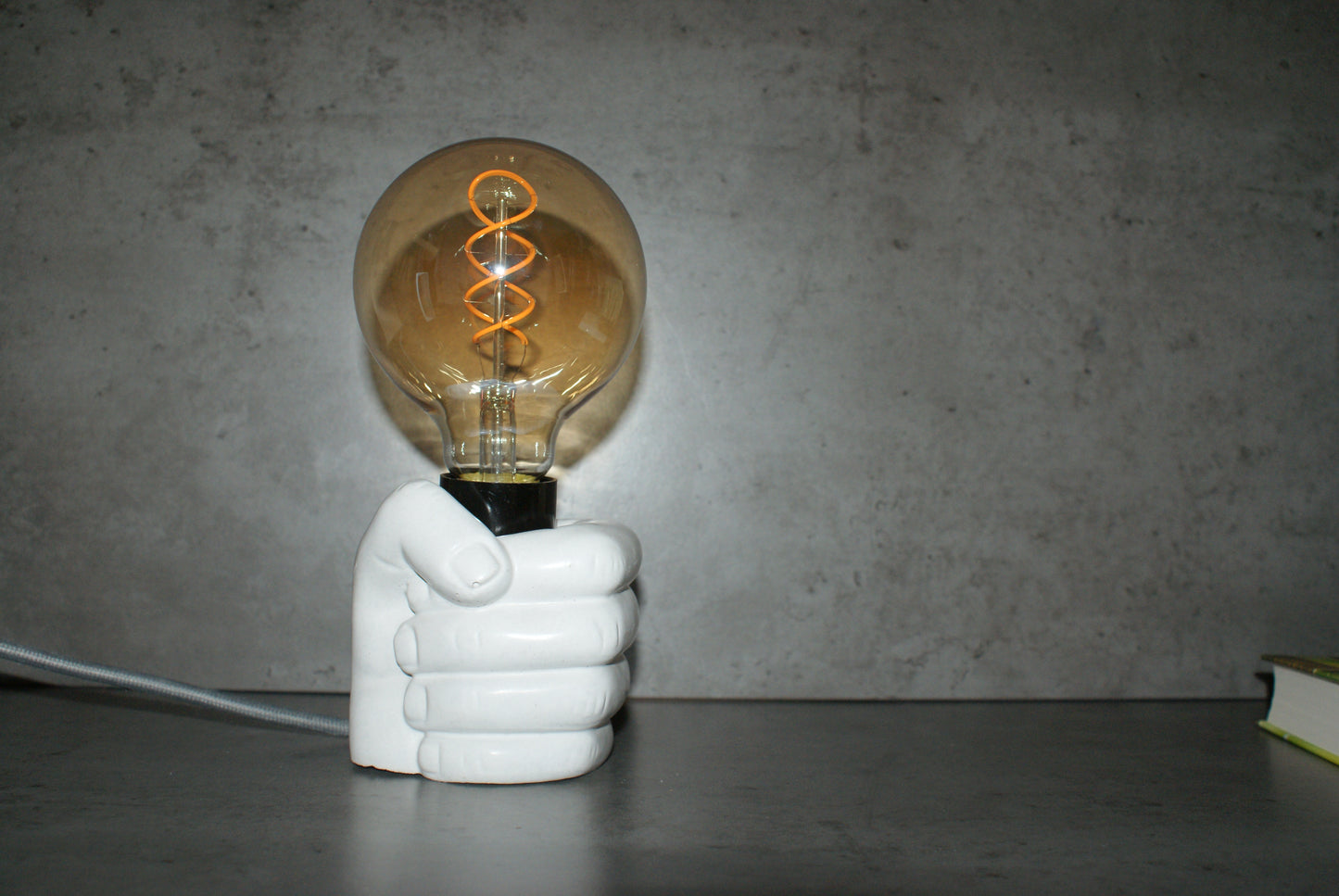 Hand concrete industrial designer lamp