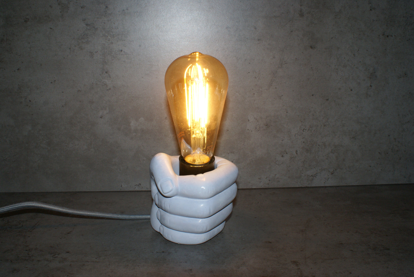 Hand concrete industrial designer lamp