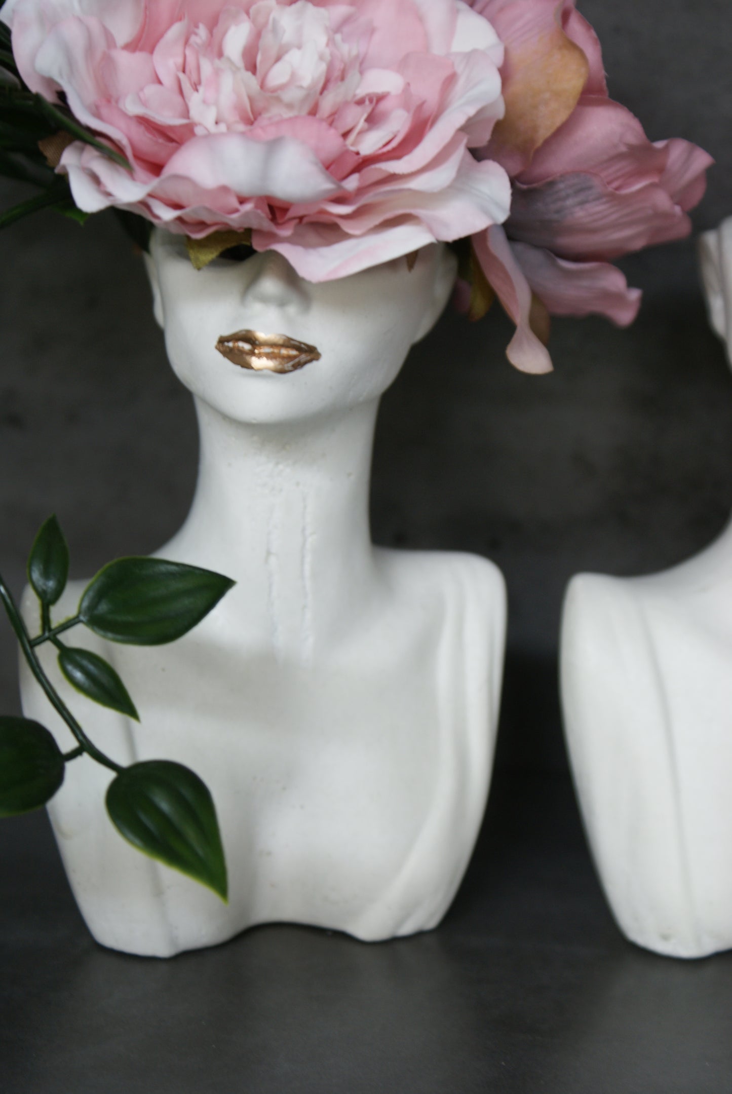 Woman half face bust vase