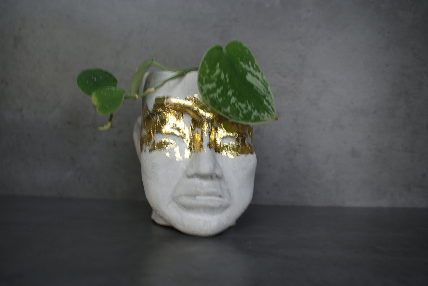 Human shaped head concrete planter pot