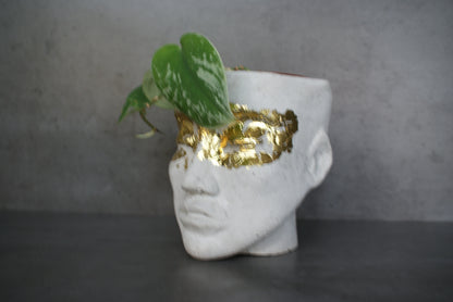 Human shaped head concrete planter pot