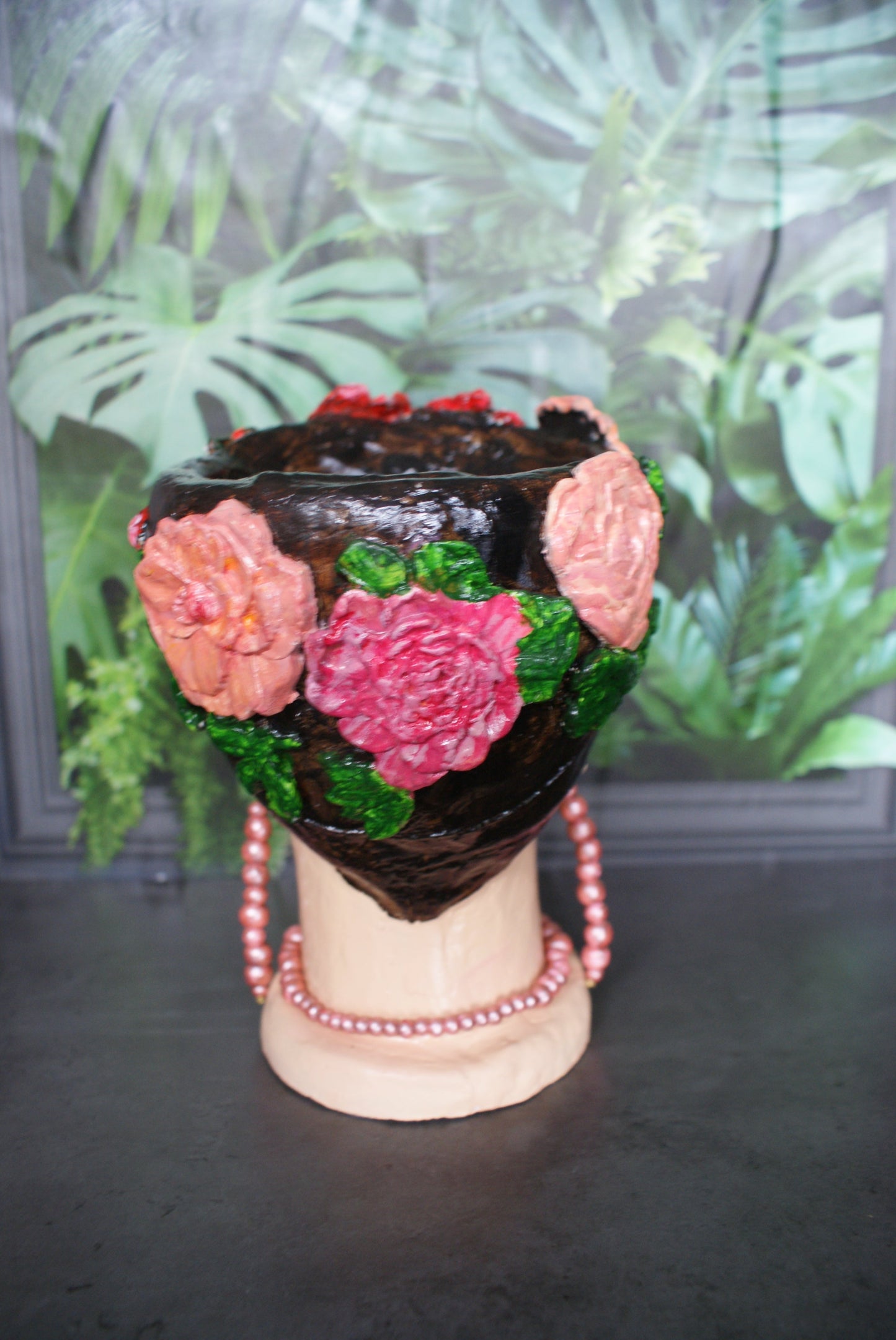 Woman Frida-inspired head planter pot