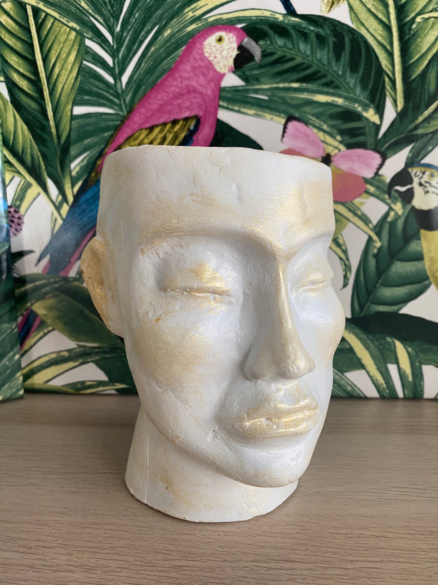 Human shaped head concrete planter pot