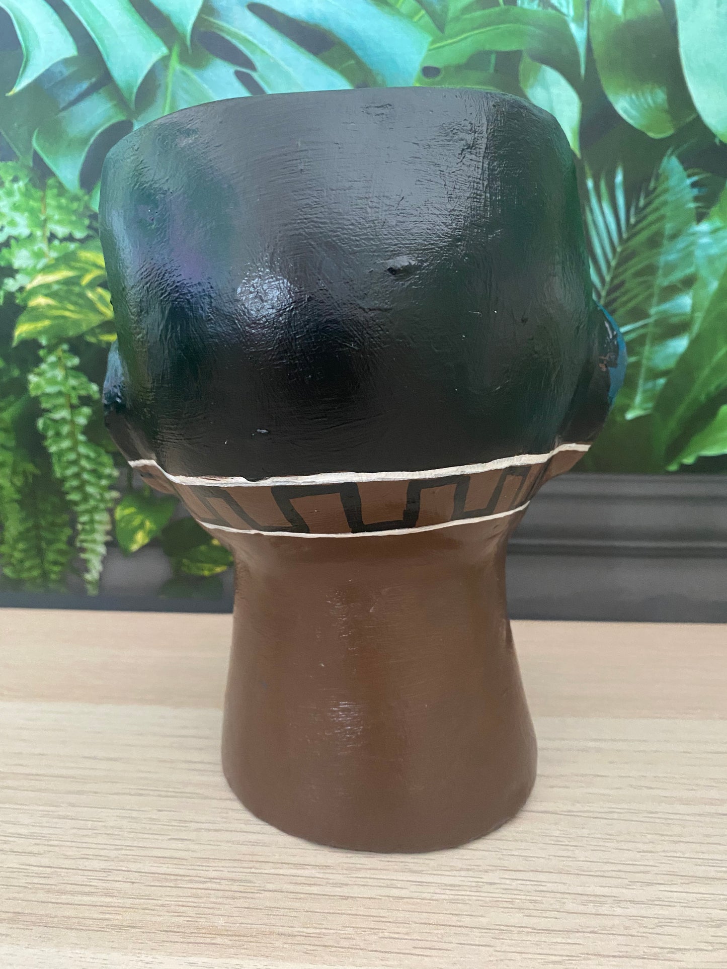 Mayan themed head planter pot, African human flower pot