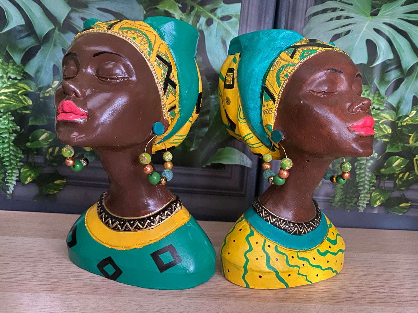 Caribbean queen pot,  Set of 2 Woman head planter pot