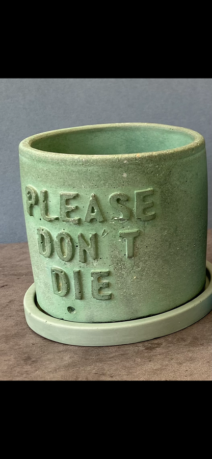 Funny message planter concrete plant pot