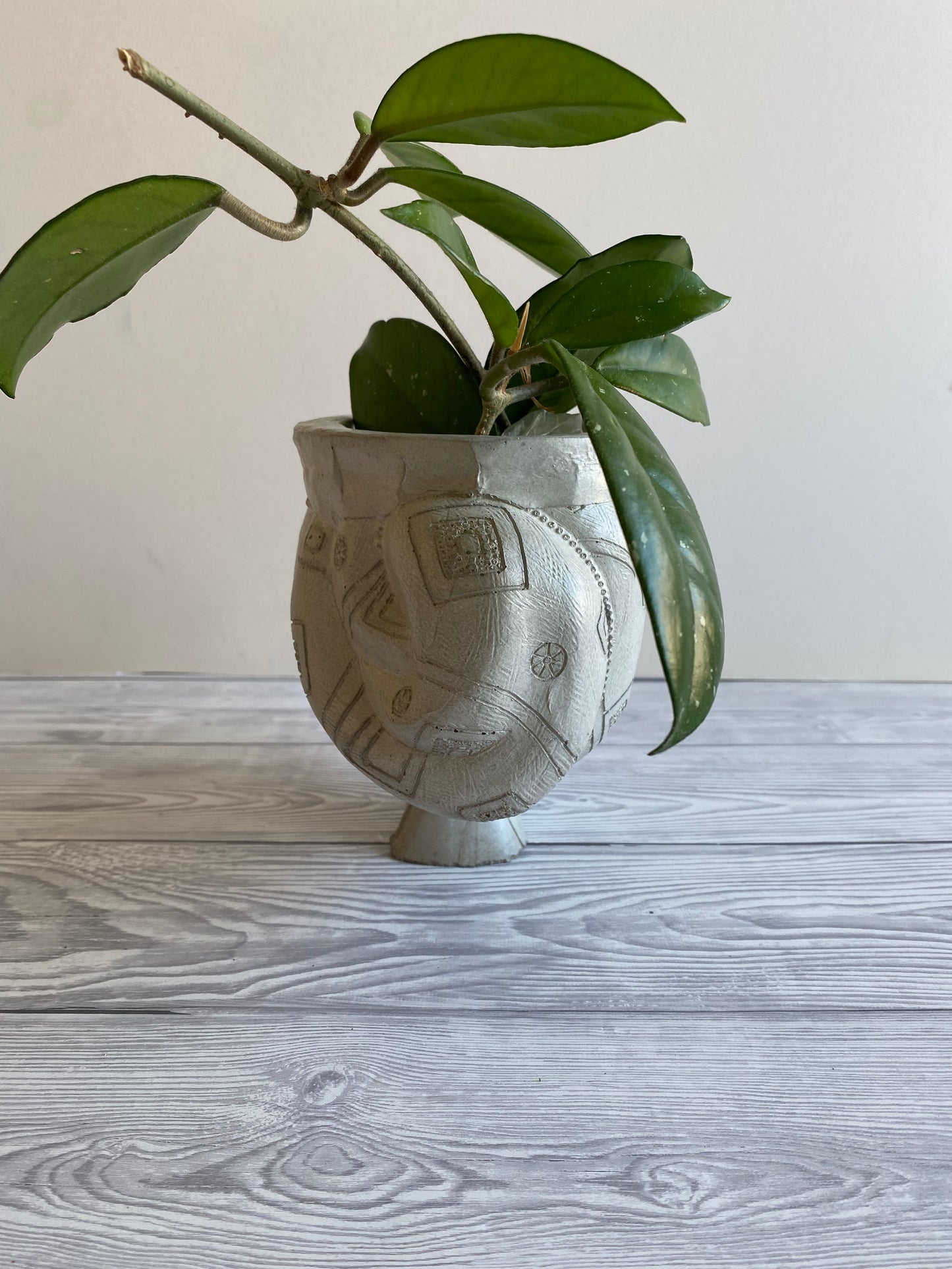 African queen concrete woman head planter pot