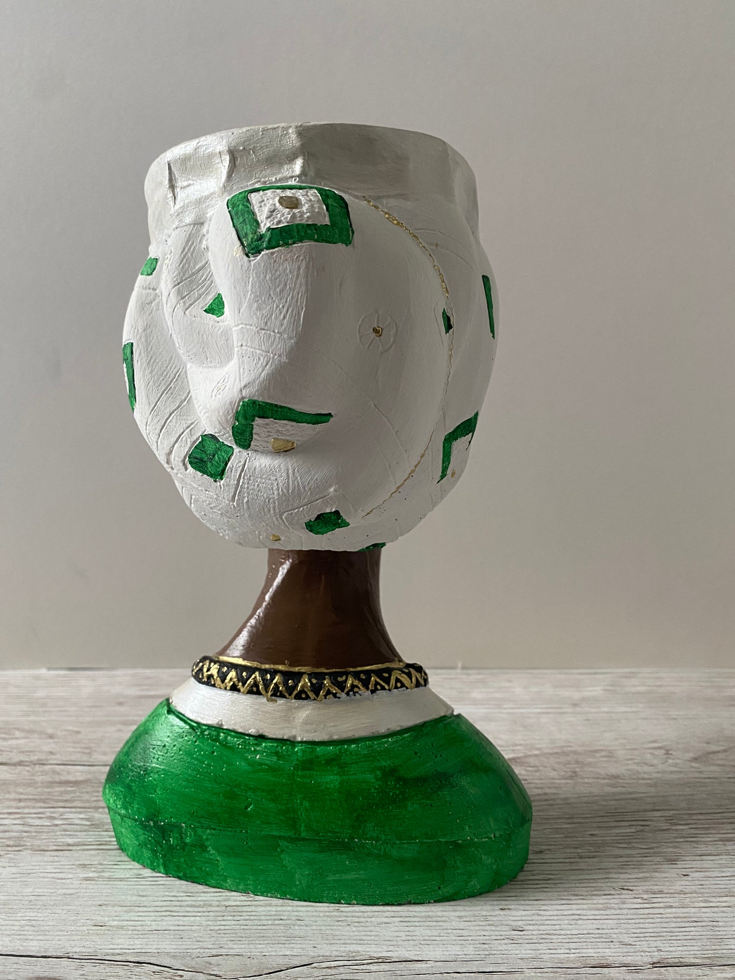 African queen inspired woman head planter pot