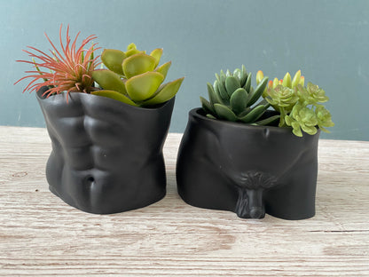 David’s body planter, male torso and butt planter pot