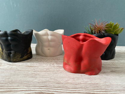 David’s body planter, male torso and butt planter pot