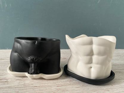 David’s body planter, male torso and butt planter pot