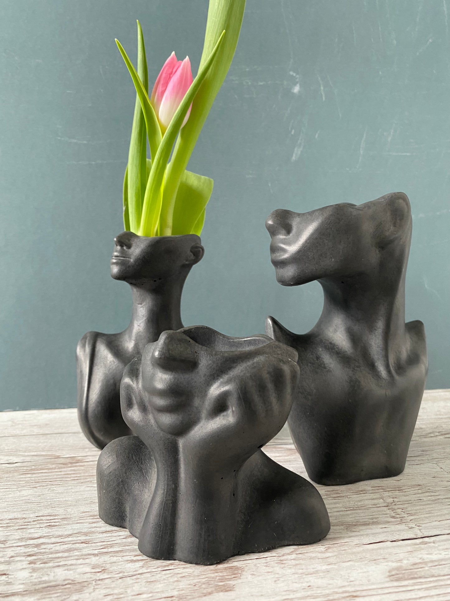 Woman half face bust vase