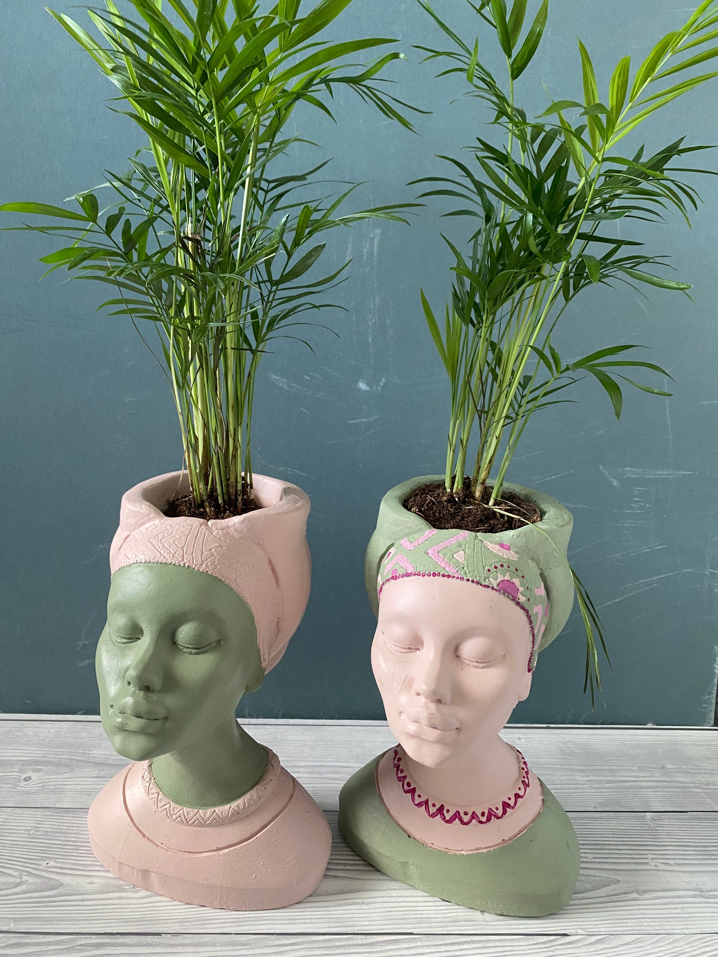 African queen inspired woman head planter pot