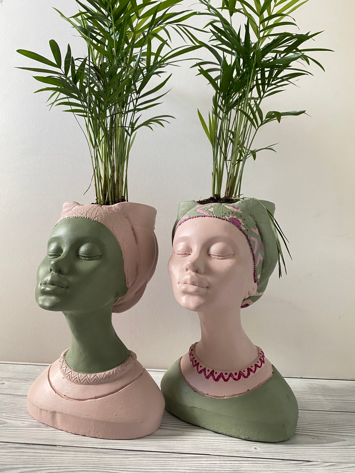 African queen inspired woman head planter pot