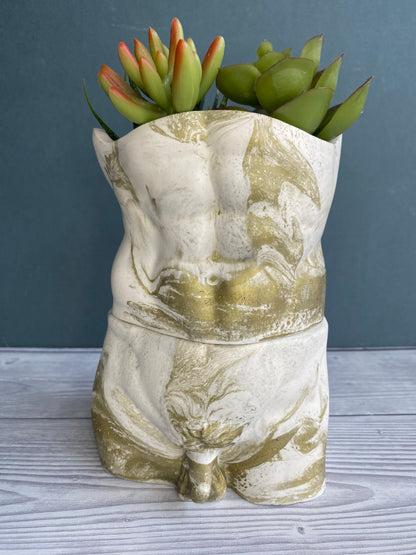 David’s body planter, male torso and butt planter pot