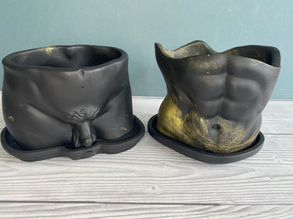 David’s body planter, male torso and butt planter pot