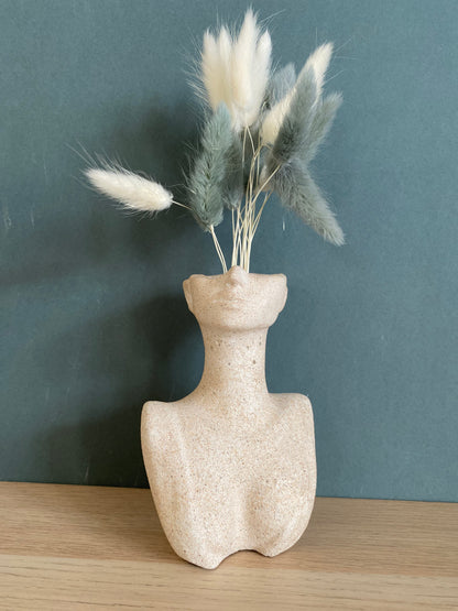 Woman half face bust vase