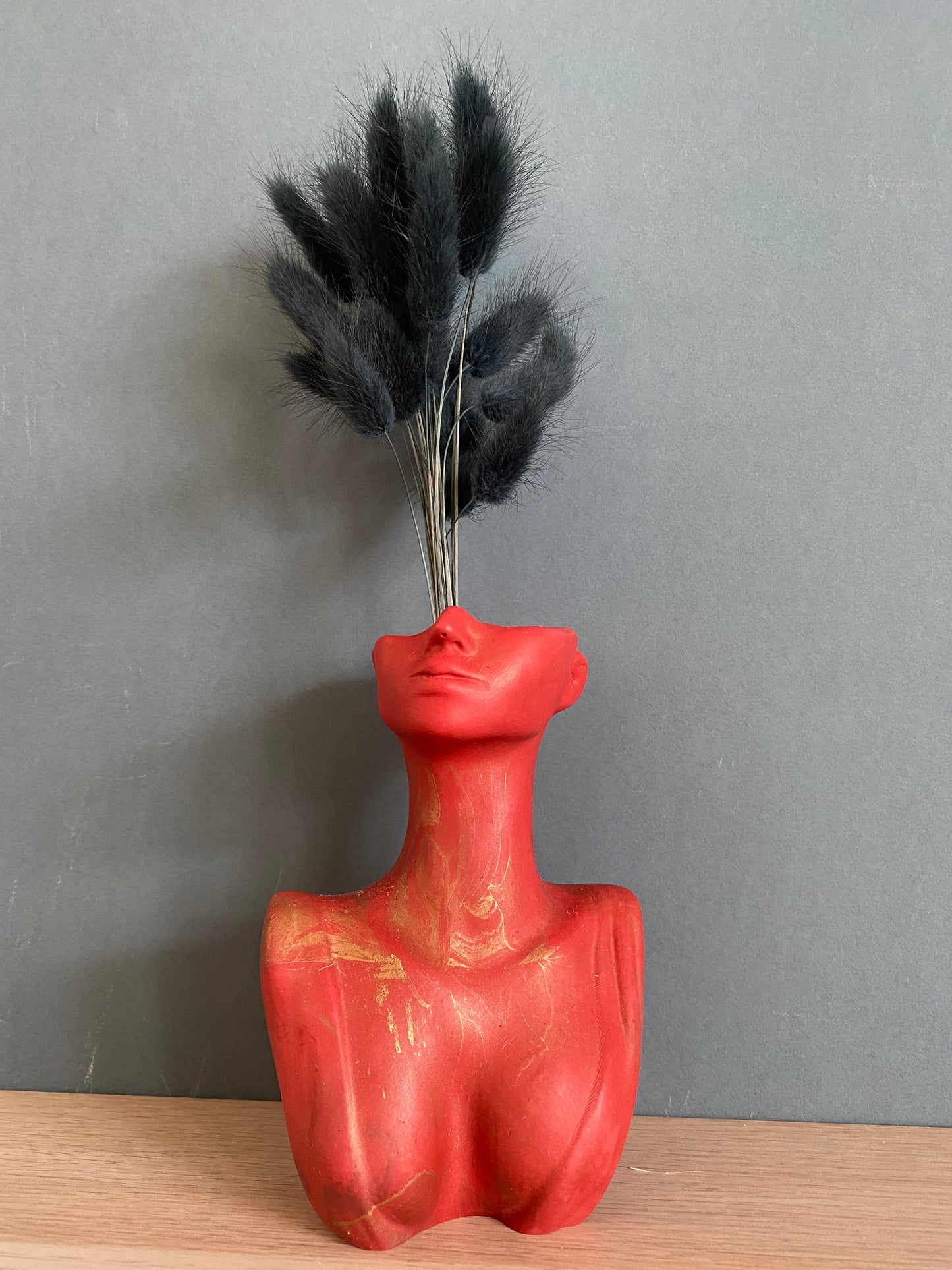 Woman half face bust vase