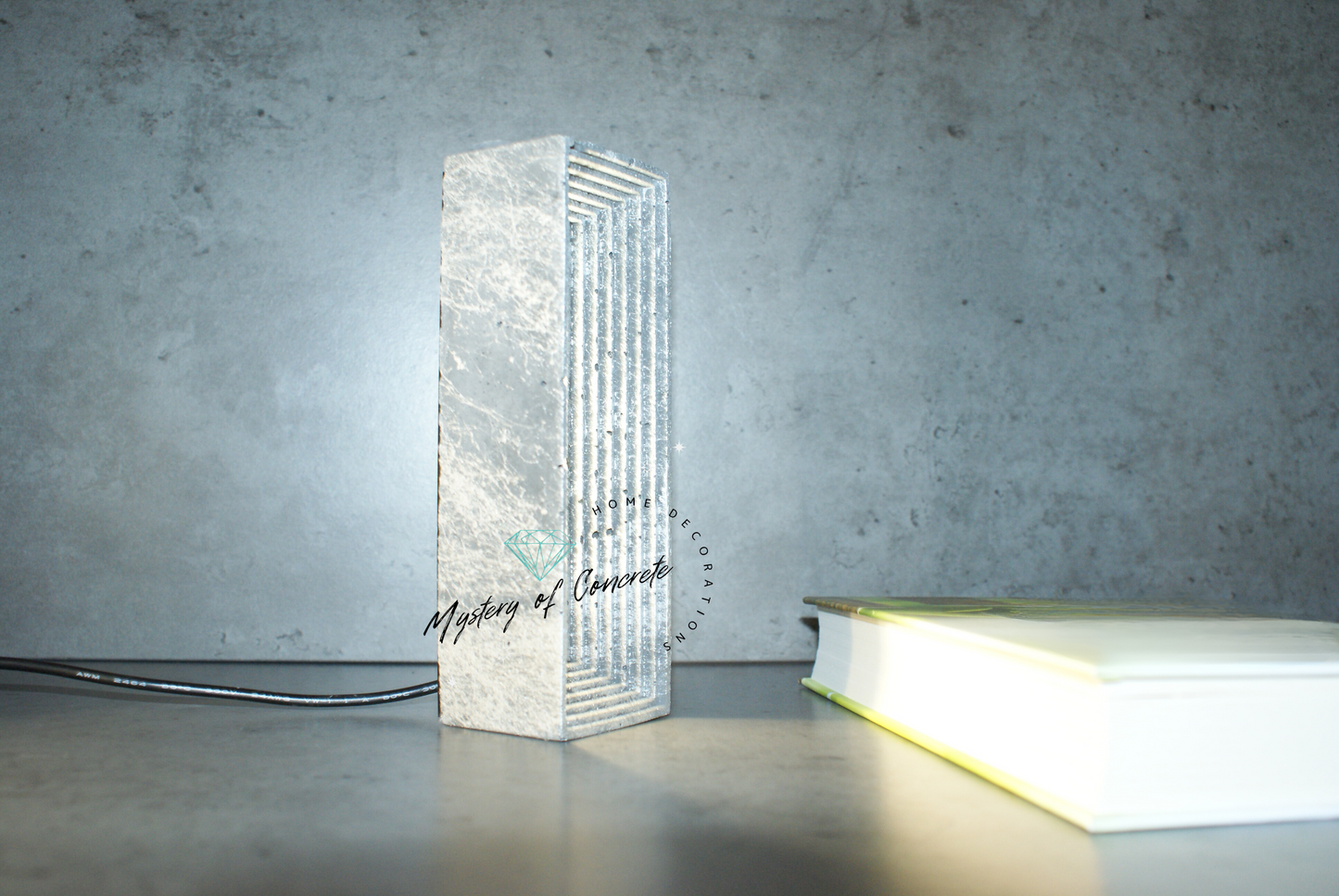 Rectangular concrete  marble effect led lamp