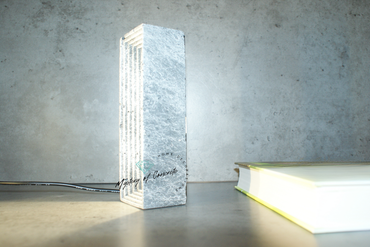 Rectangular concrete  marble effect led lamp