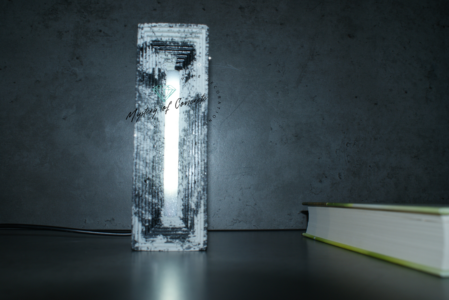 Rectangular concrete  marble effect led lamp