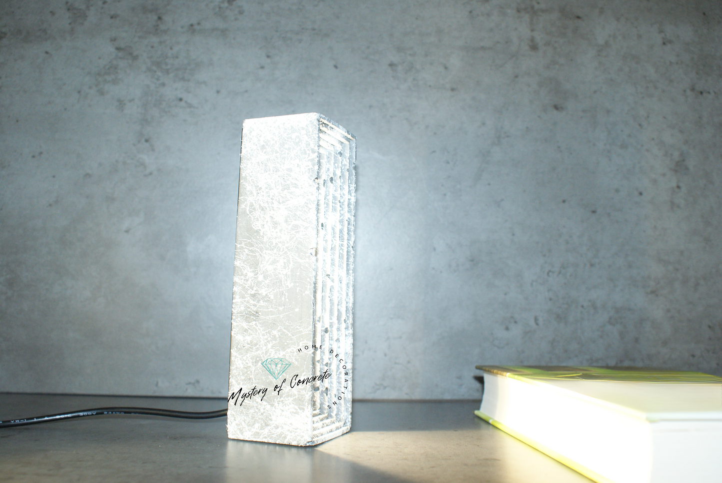 Rectangular concrete  marble effect led lamp